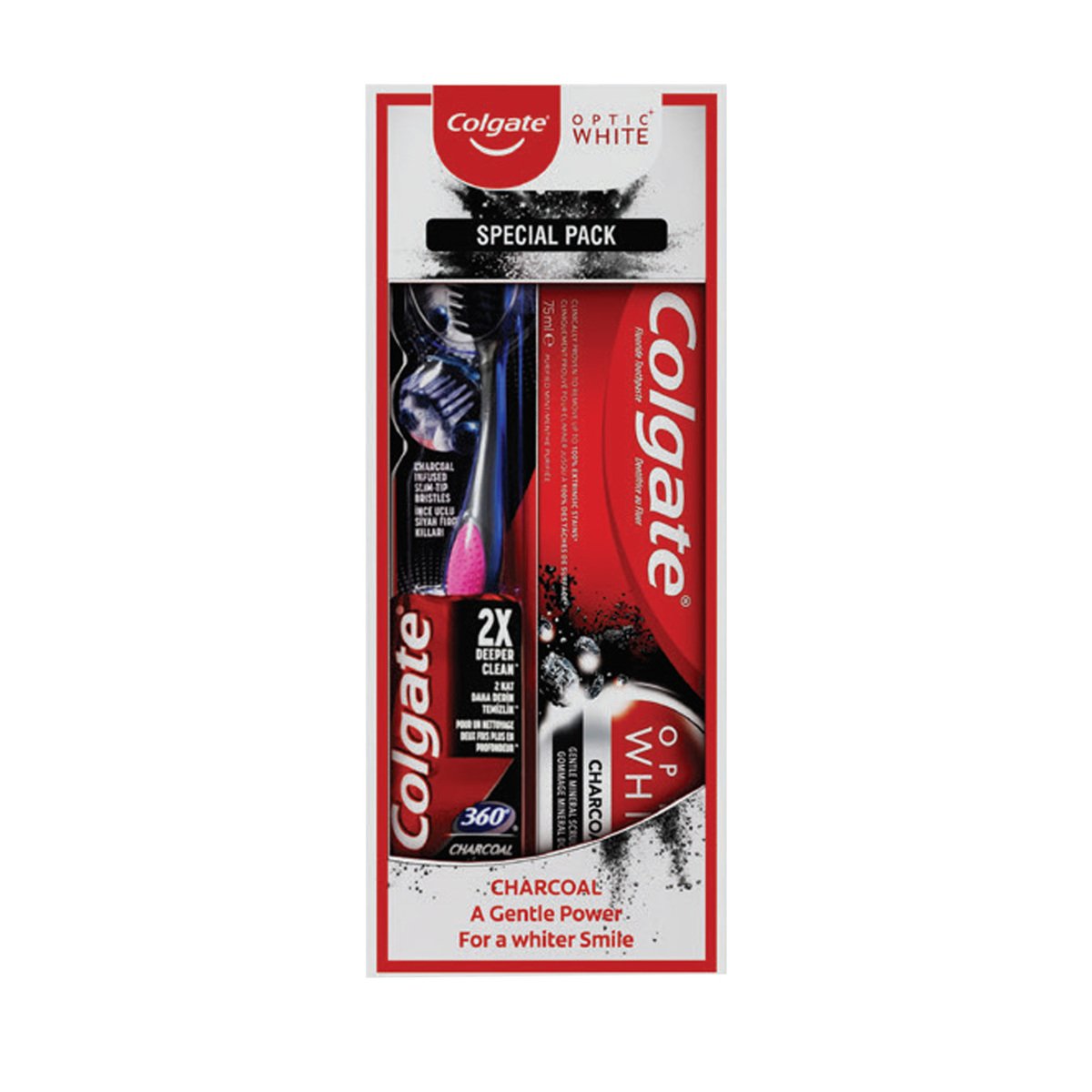 Colgate Optic White Charcoal Toothpaste 75 ml + Toothbrush 1 pc