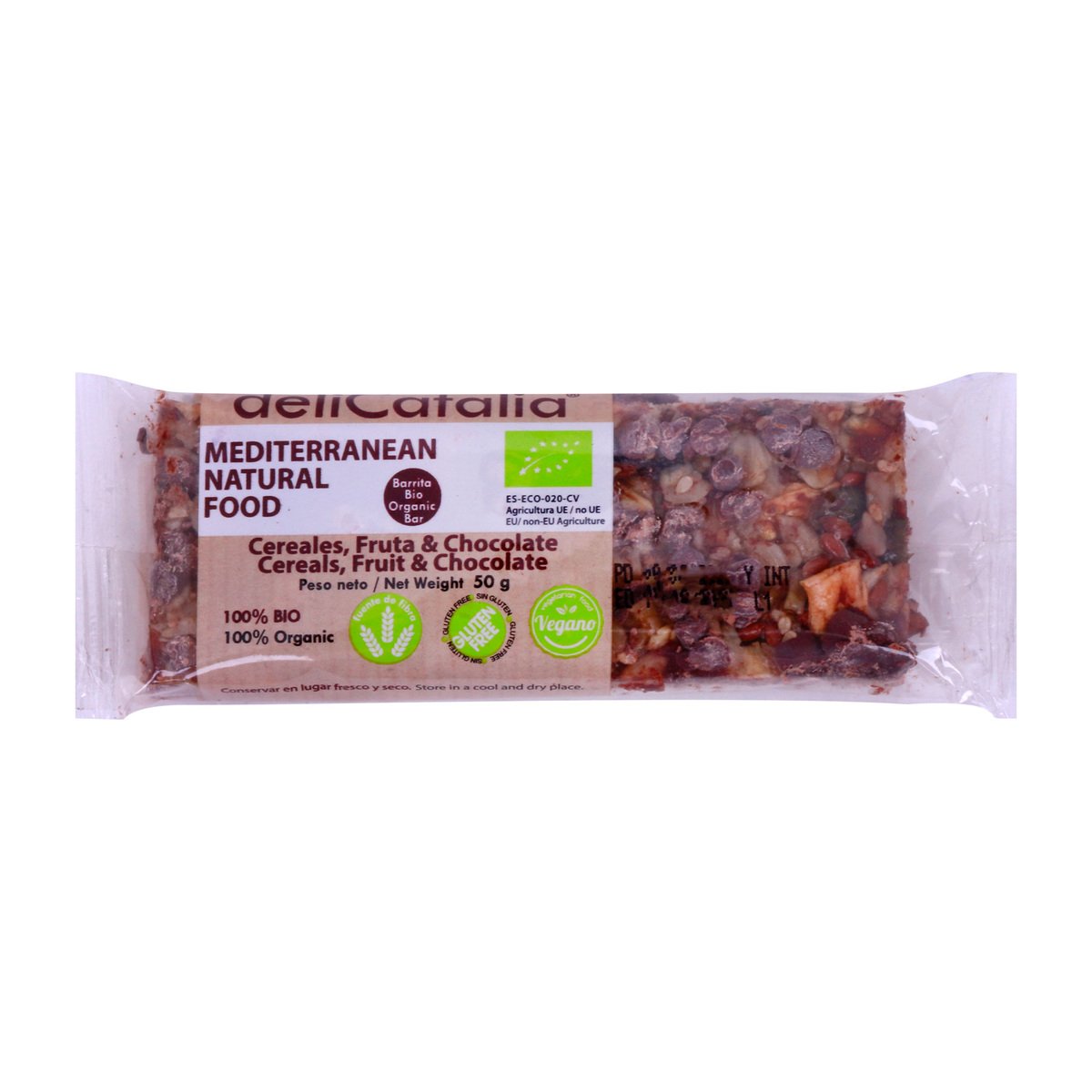 Delicatalia Organic Cereal Bar With Fruit And Chocolate 50 g