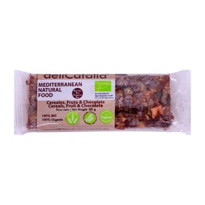 Delicatalia Organic Cereal Bar With Fruit And Chocolate 50g