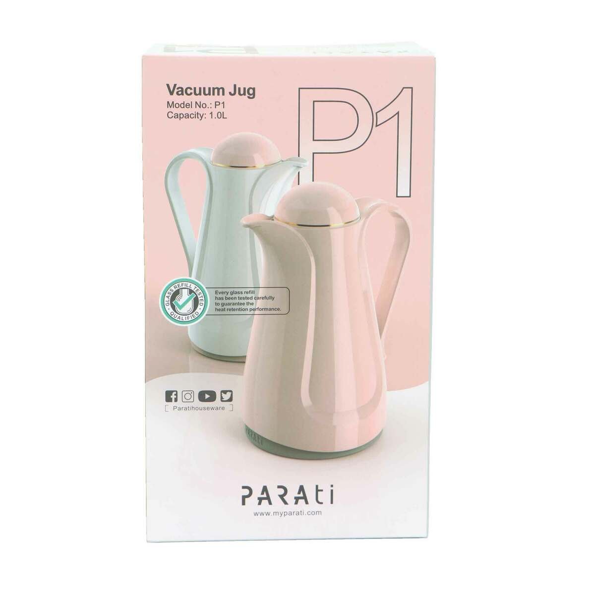 Parati Plastic Body Vacuum Flask Plain 1Ltr P1-10