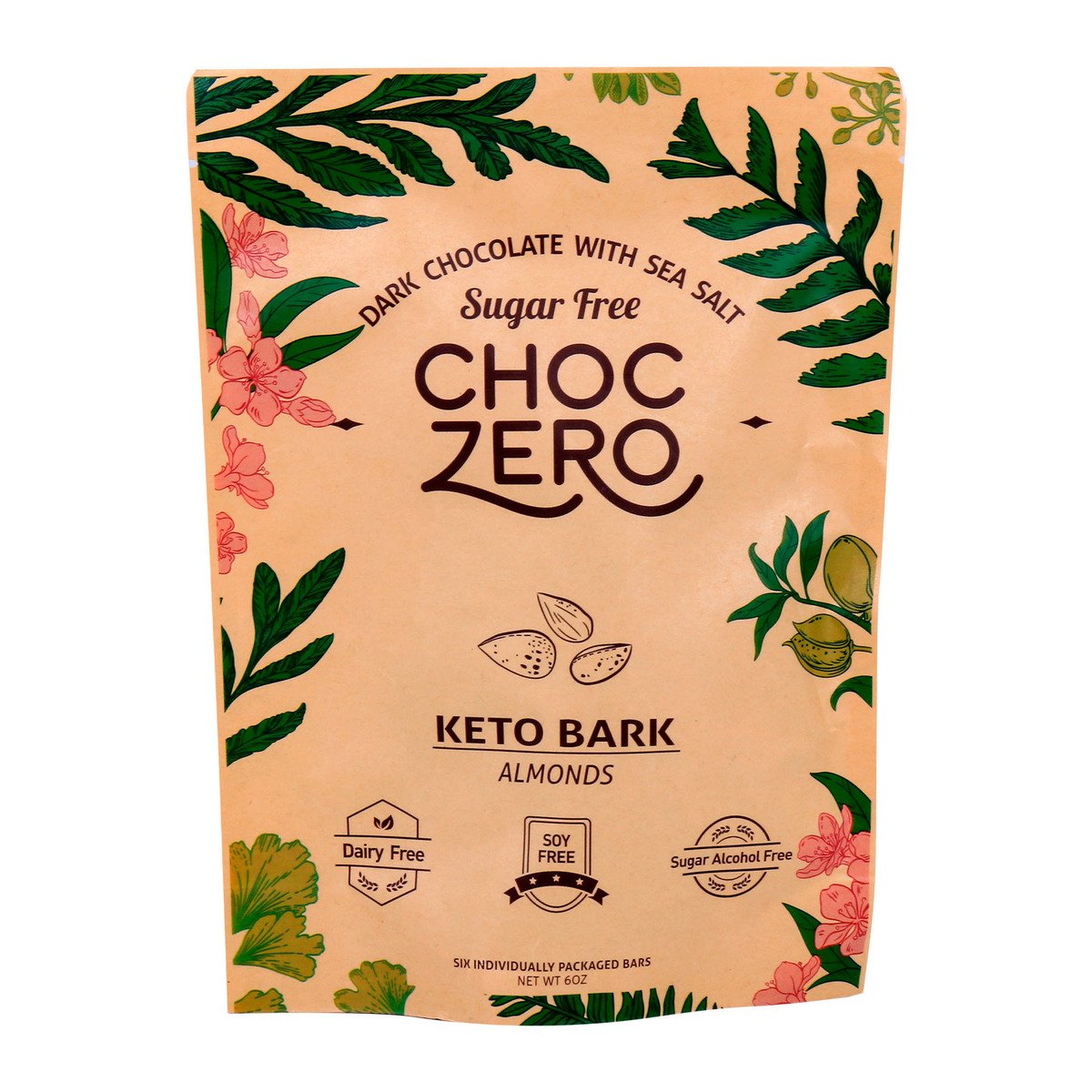 Choc Zero Dark Chocolate With Sea Salt Keto Bark Almonds 170g