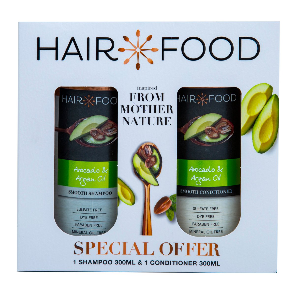 Hair Food Smooth Shampoo Avocado Argan Oil 300 ml + Conditioner 300 ml