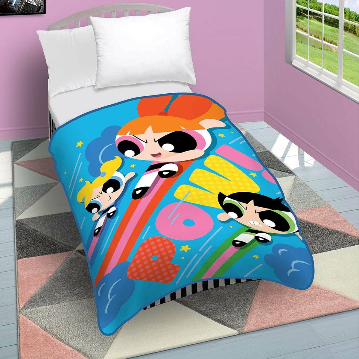 Buy Power Puff Girls Kids Flannel Blanket 160X220cm TRHA1342 Online at Best Price | Blankets | Lulu UAE in UAE