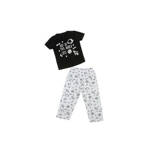Eten Infants Boys Pyjama Set Short Sleeve Black Ecru SCCIBPSS03J 6M