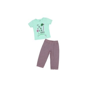 Eten Infants Girls Pyjama Set Short Sleeve Mint Rose SCCIGSP03 6M