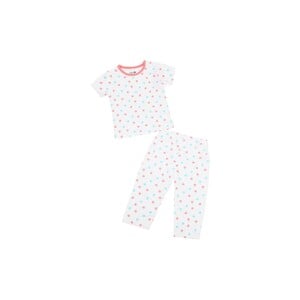 Eten Infants Girls Pyjama Set Short Sleeve White Pink SCCIGSP07 6M