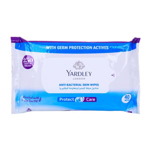 Yardley Anti-Bacterial Skin Wipes Tea Tree Oil 40pcs
