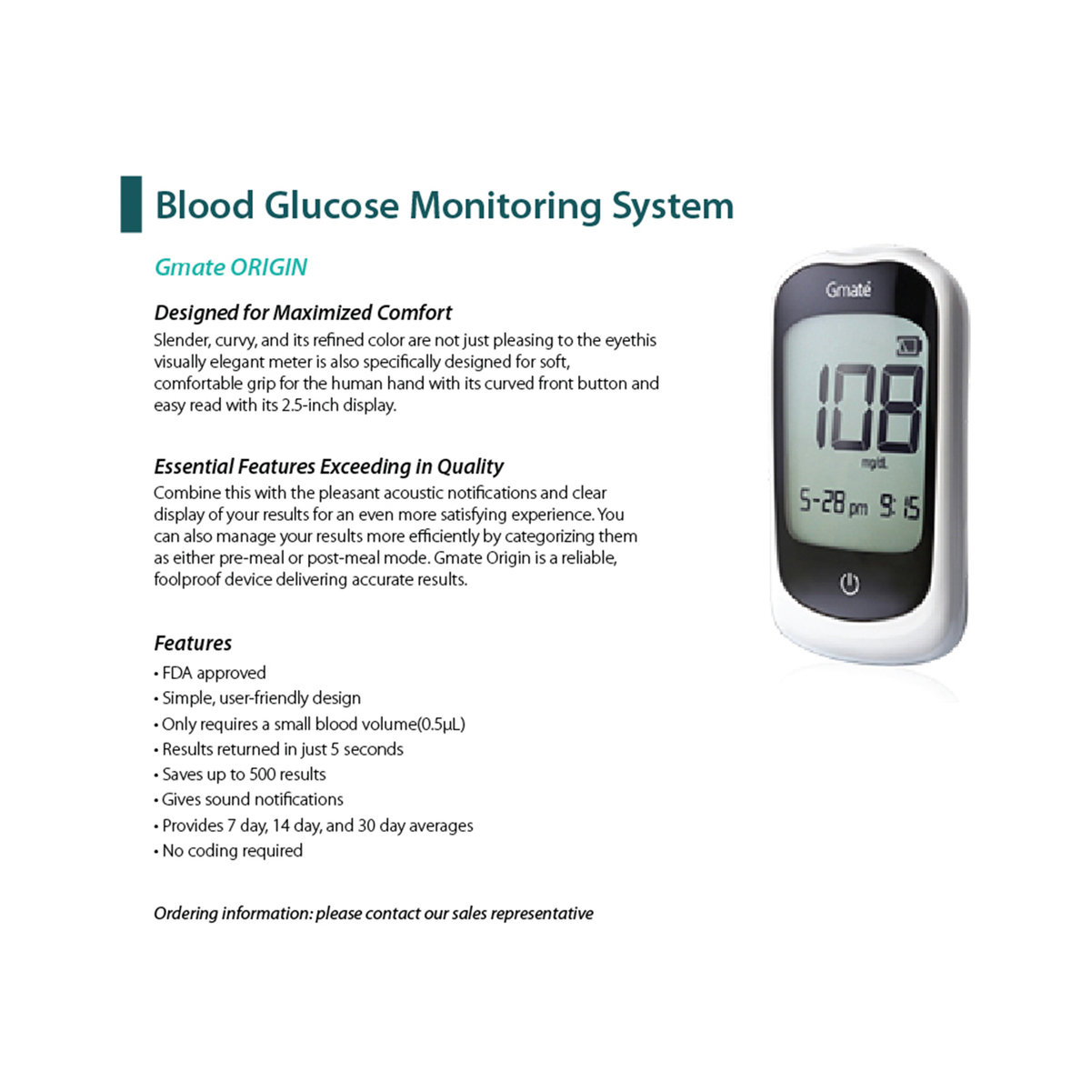 Gmate Origin Blood Glucose Meter PG310-CE