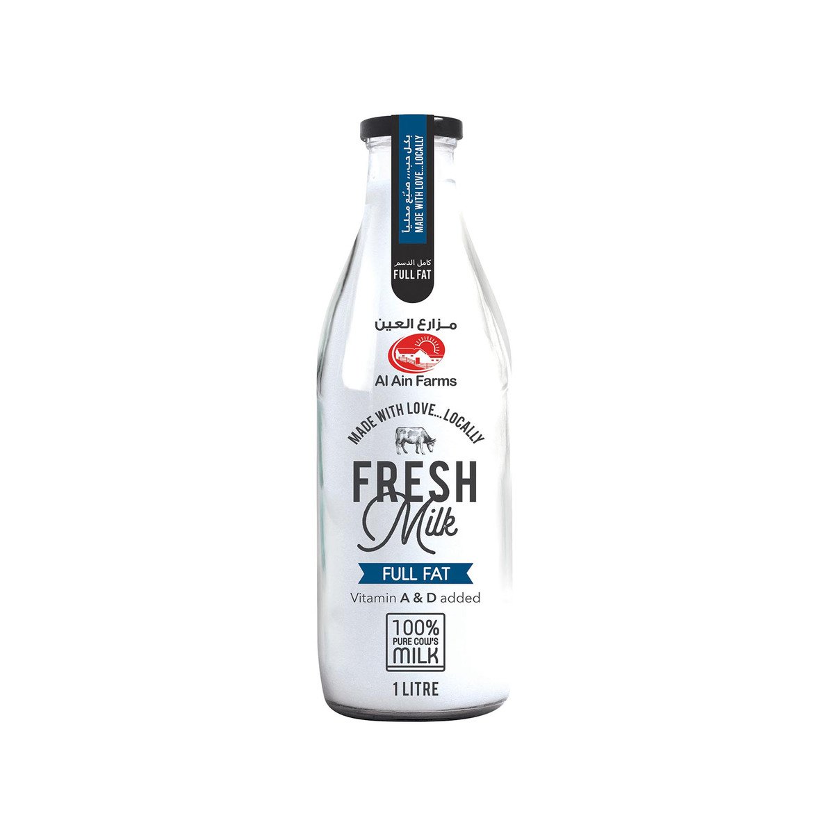 Al Ain Full Fat Fresh Milk Glass Bottle 1 Litre