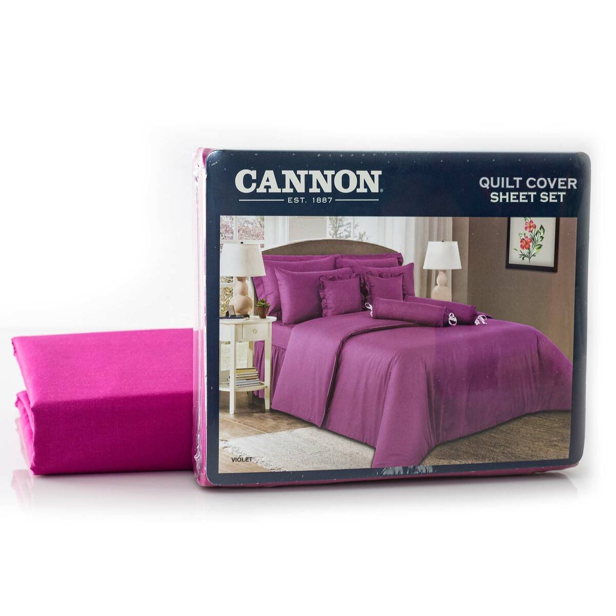 Cannon Quilt Cover Plain Single 3pc Set Violet