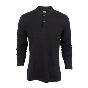 Reo Men's Basic Polo T Shirt Long Sleeve D0M006D Black Extra Small
