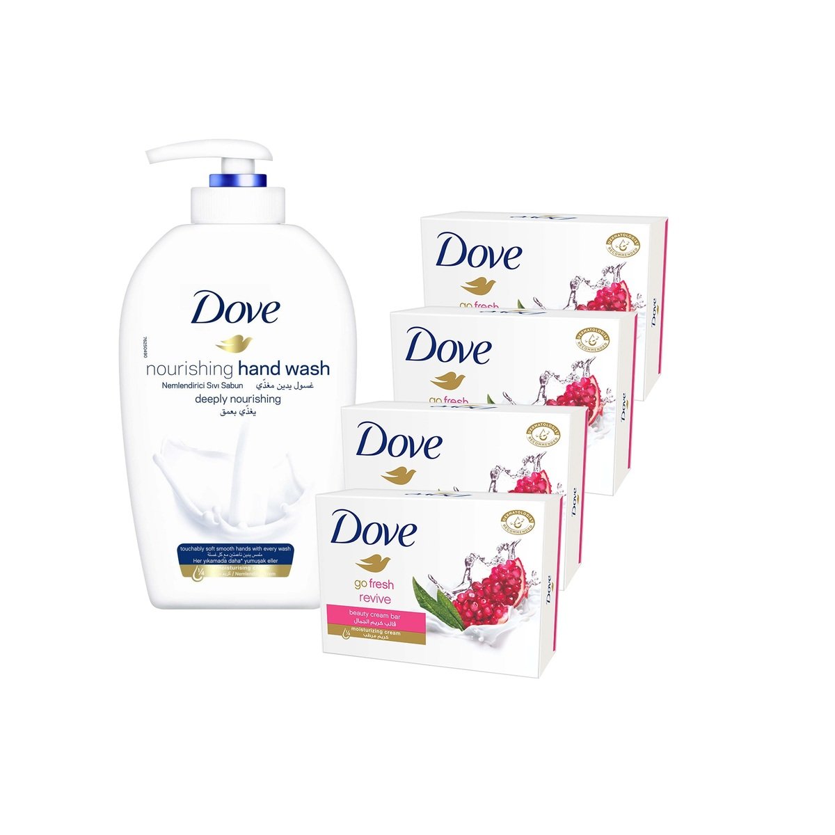 Dove Go Fresh Beauty Cream Bar Revive 4 x 135g + Hand Wash 245ml