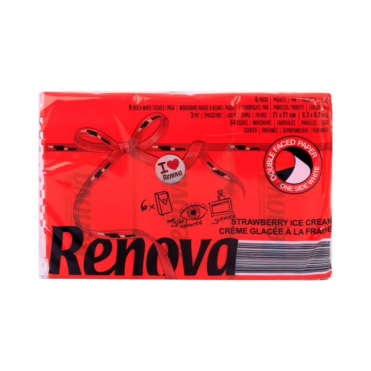 Renova Red Pocket Tissue 3ply Size 21 x 21cm 6 x 9 Sheets