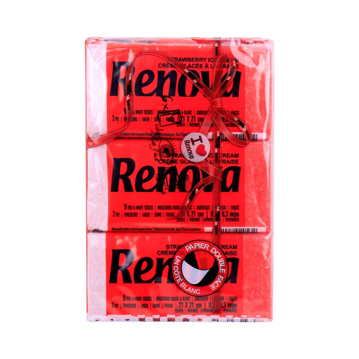 Renova Pocket Tissue Red 3ply Size 21 x 21cm 9pcs