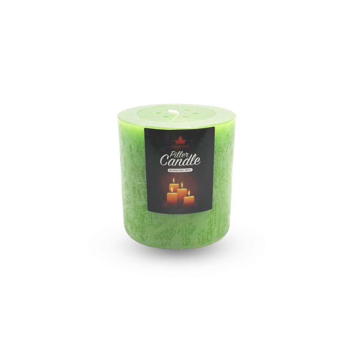 Maple Leaf Pillar Candle P301 3x3inch Green