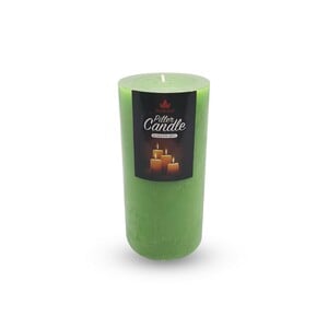 Maple Leaf Pillar Candle P601 3x6inch Green