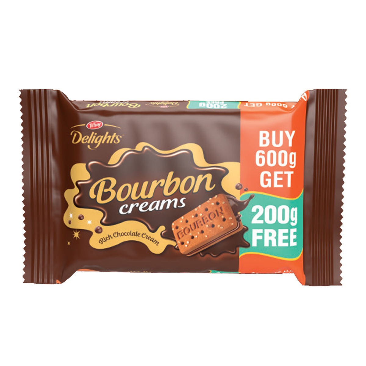 Buy Tiffany Bourbon Chocolate Cream Biscuits 600 g + 200 g Online at Best Price | Cream Filled Biscuit | Lulu UAE in UAE
