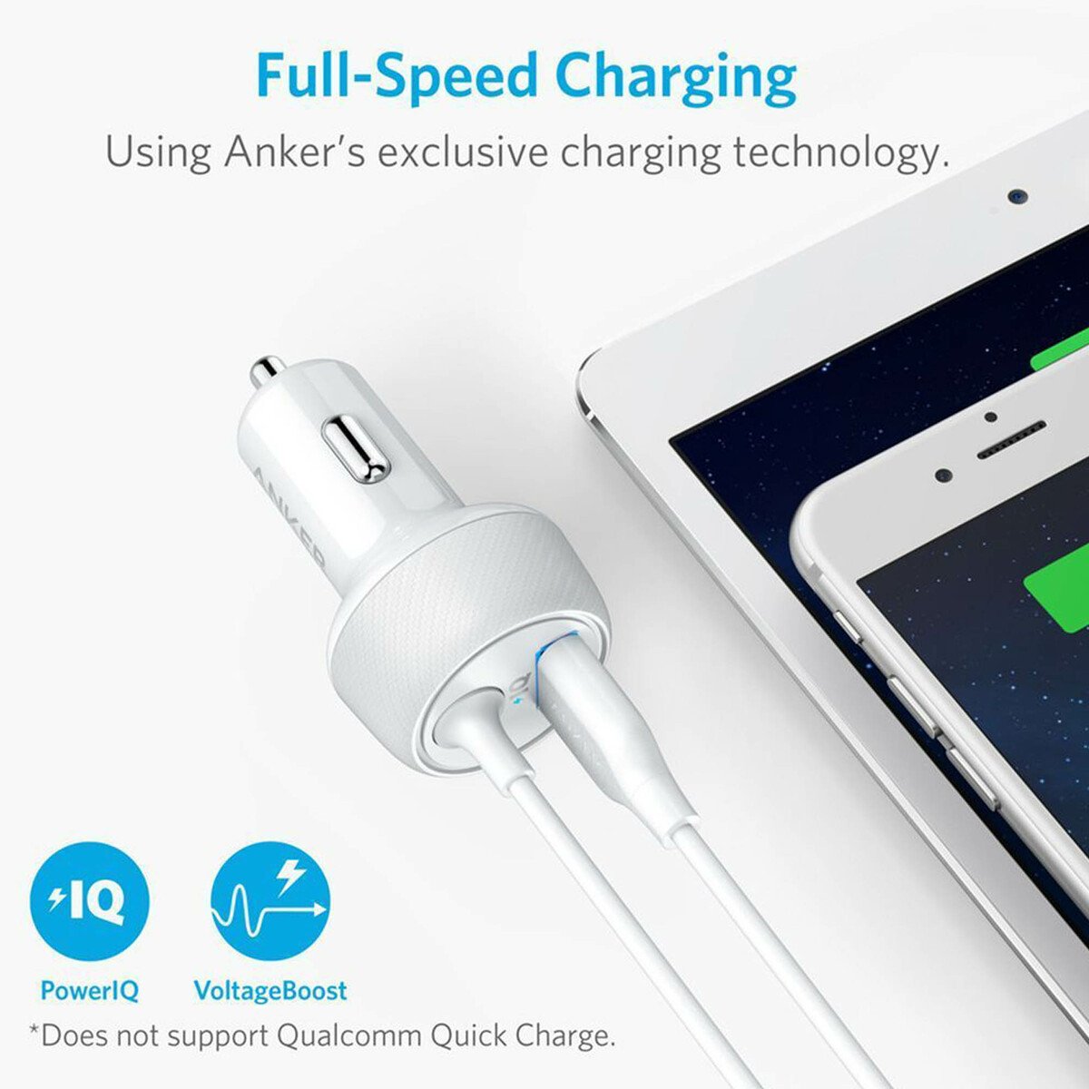 Anker PowerDrive 2 Elite with Lightning Cable A2214H21 White