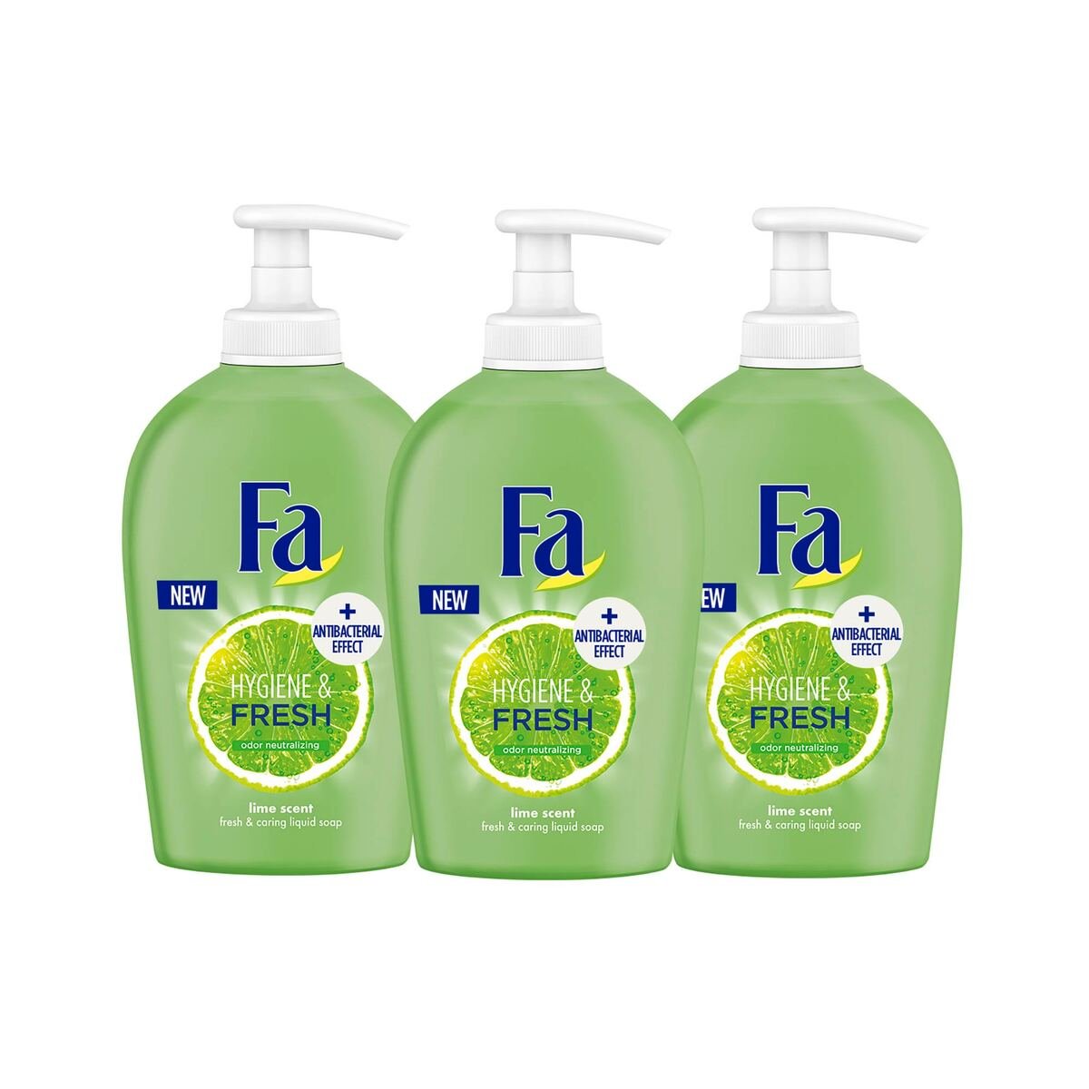 Fa Hand Wash Lime Scent Fresh & Caring Liquid Soap 3 x 250 ml