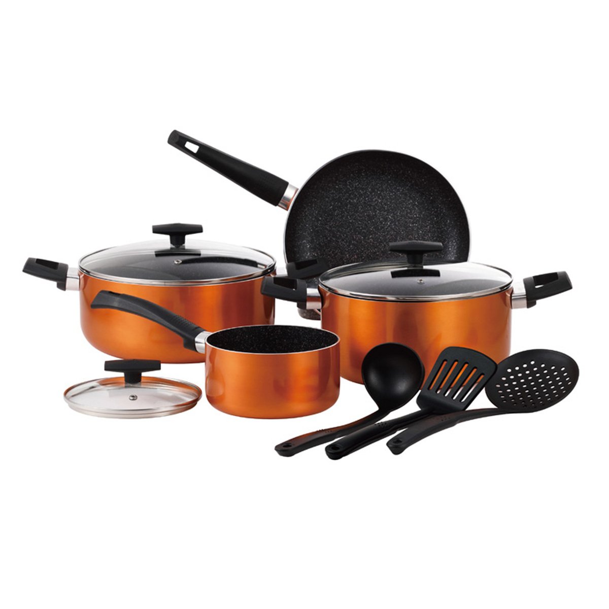 Bergner Non Stick Marble Coated Cookware Set 10pcs Ultra 31314OR