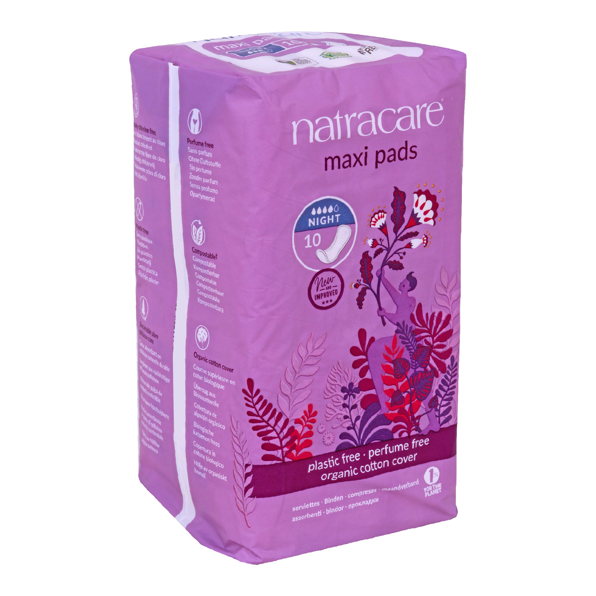 Natracare Organic Maxi Pads Night 10pcs