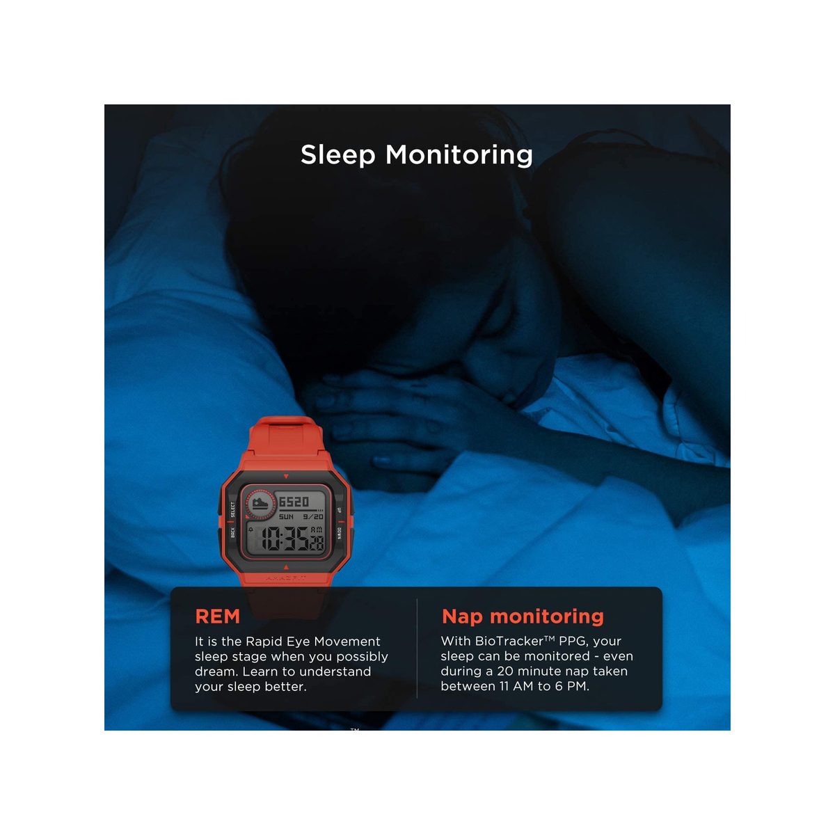 ساعة امازفيت نيو (A2001) الرياضية الذكية مزودة بمراقبة نبضات القلب والنوم - تصميم ريترو - اللون أحمر