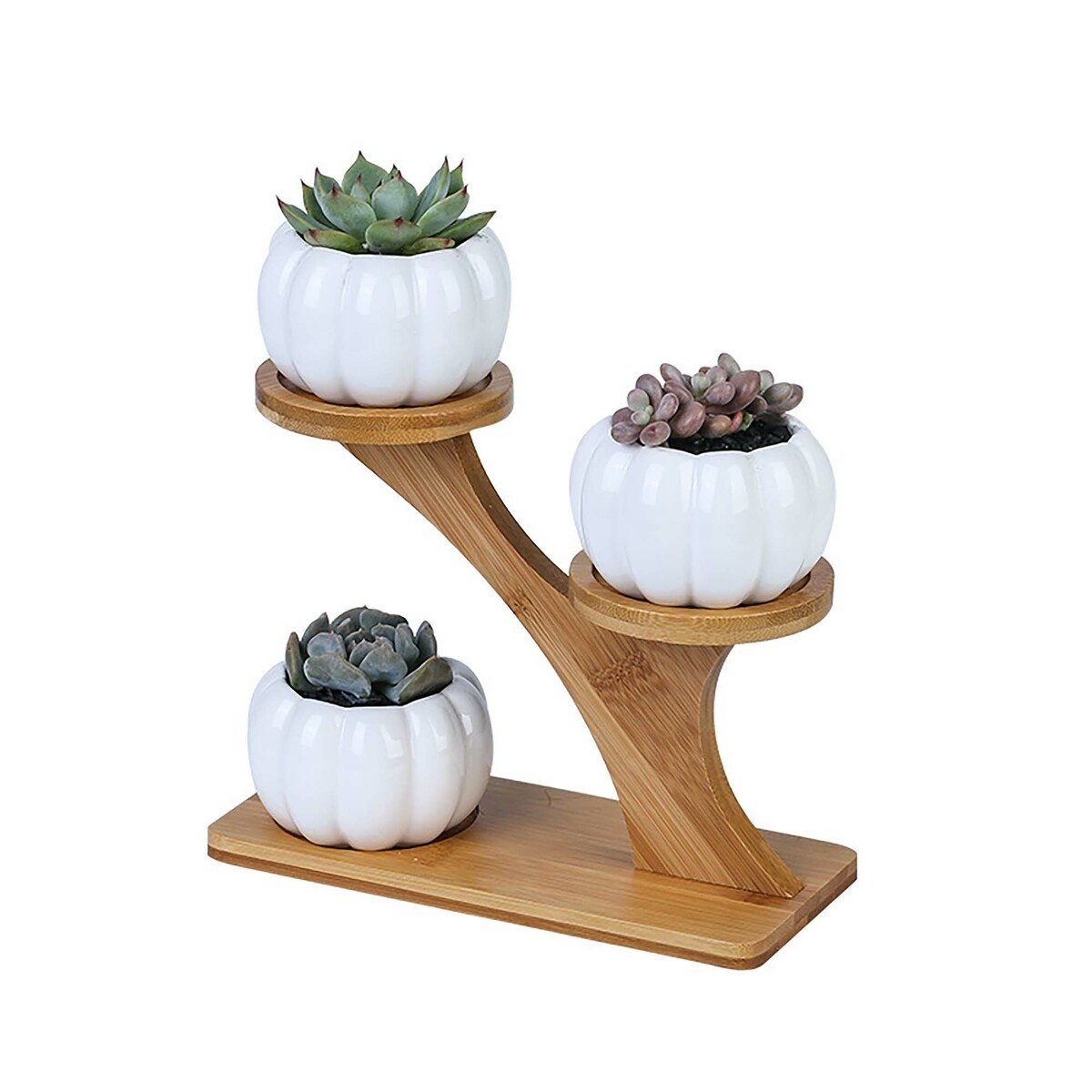 Maple Leaf 3pcs Flower Pot With Wooden Stand JL1212