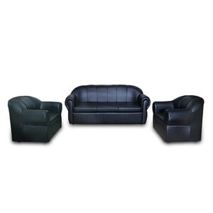 Design Plus PVC Sofa Set 5 Seater (3+1+1) SPR04 Black