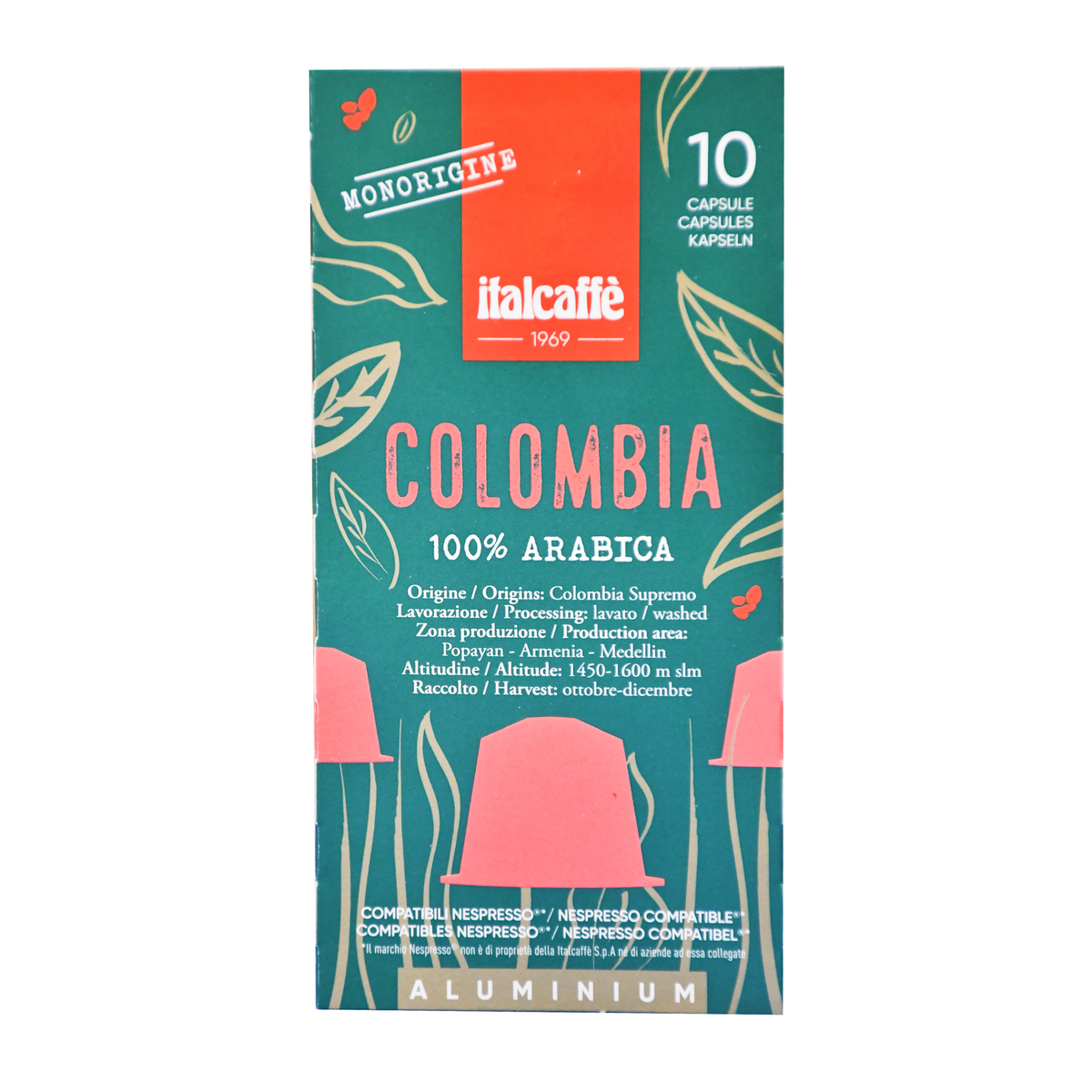 Italcaffe 100% Arabica Colombia Coffee Capsule 10 pcs 50 g