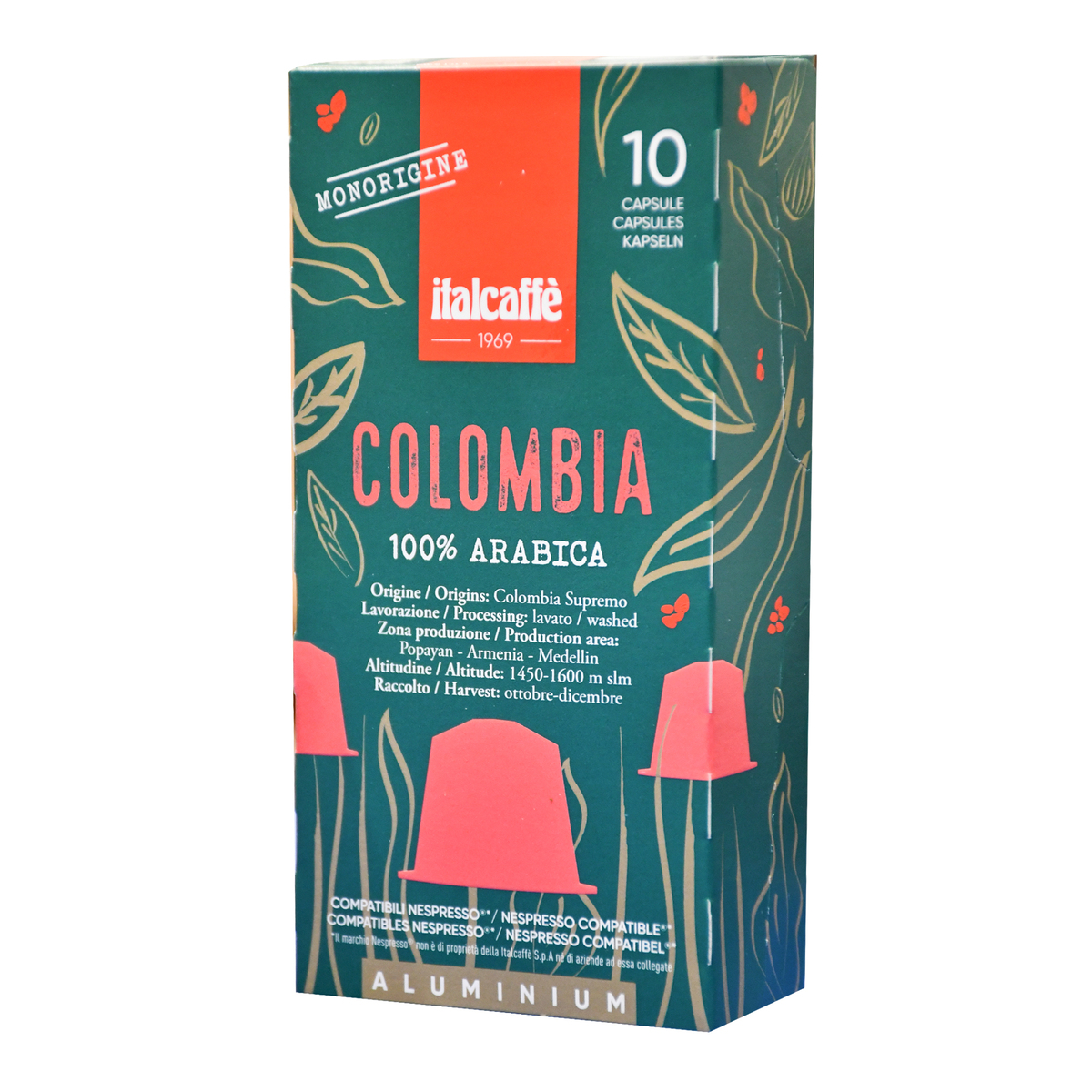 إيطالكافيه 100٪ قهوة أرابيكا كولومبيا 10 كبسولات 50 جم