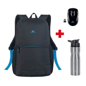 Buy Rivacase 8068 black Full size Laptop backpack 15.6" + Wireless Mouse + Sport bottle Online at Best Price |  Notebook Case & Sleeve | Lulu UAE in UAE