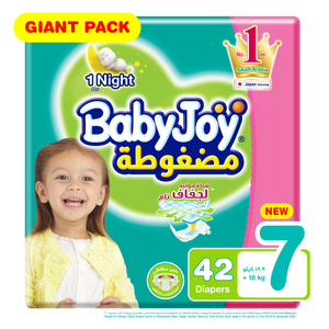 Buy Baby Joy Diapers Size 7 +18kg Giant Pack 42 pcs Online at Best Price | Baby Nappies | Lulu KSA in UAE
