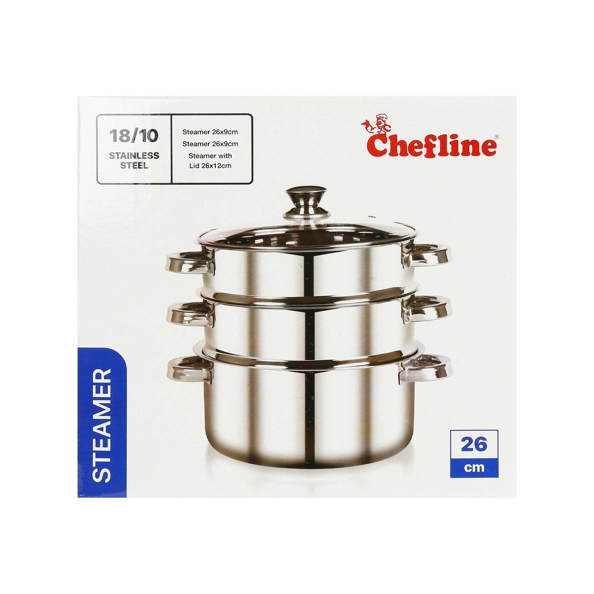 Chefline Stainless Steel Food Steamer 26cm 3Layer SNPIND