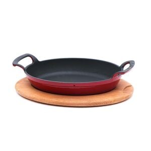 Lava Wooden Base Cast Iron Sizzler Pan Oval AH221BE 23x17cm