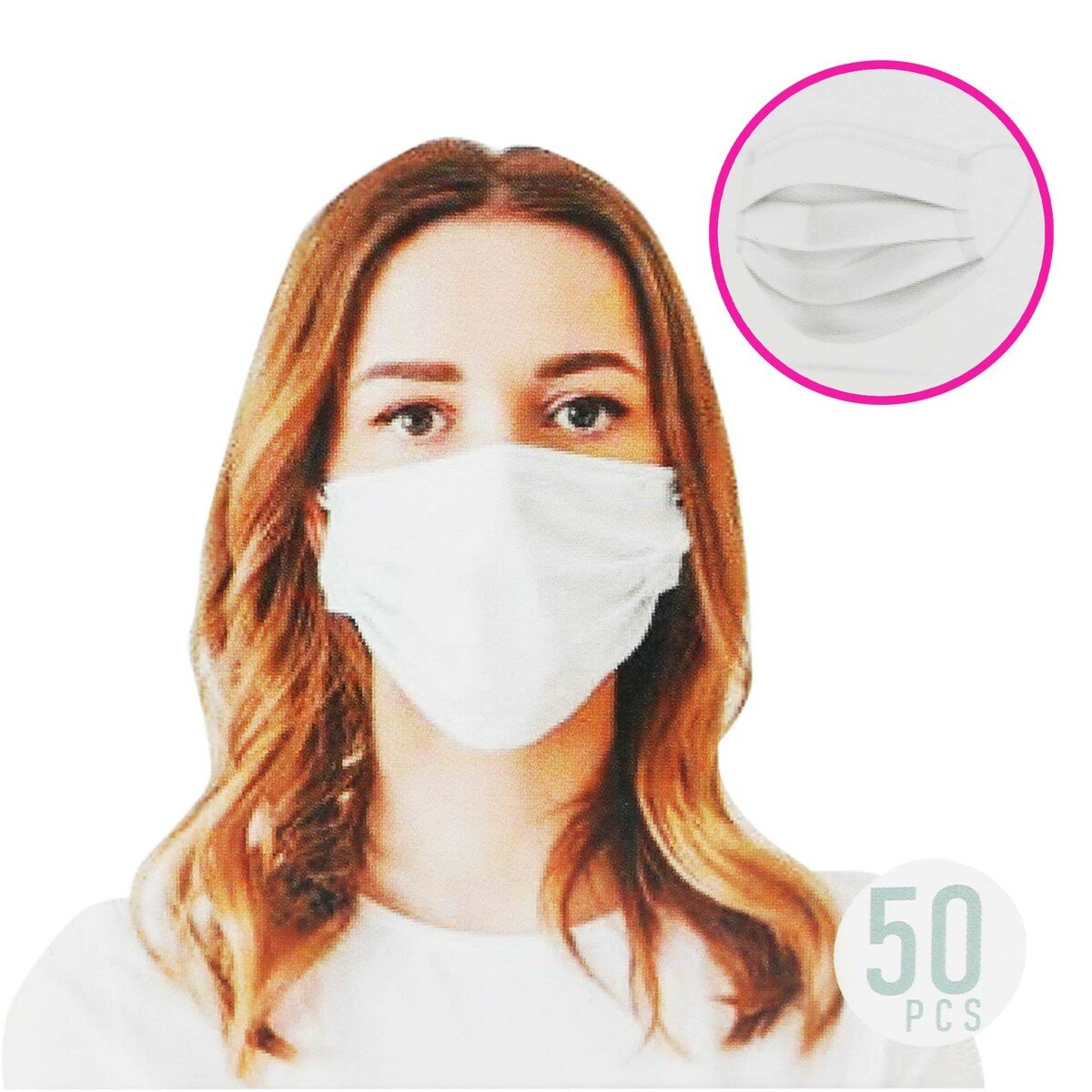 Protect Plus 3Layer Disposable Face Mask White 50pcs