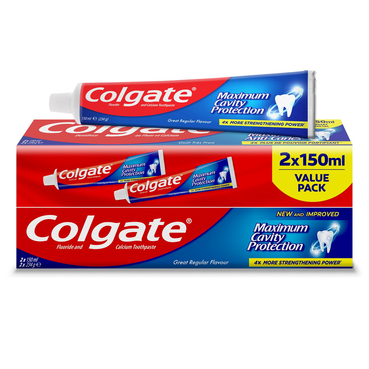 كولجيت معجون أسنان حماية قصوى من التسوس بالنكهة العادية 2 × 150 مل