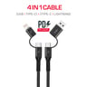 Trands 4 In 1 Cable USB and Type C Type C and Lightning Cable CA676