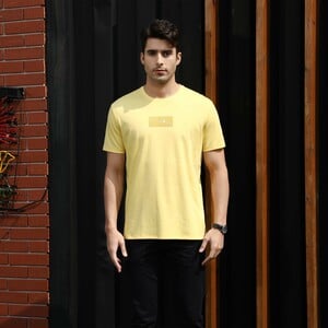 Marco Donateli Men's Round Neck T Shirt Short Sleeve 17053 Yellow Medium