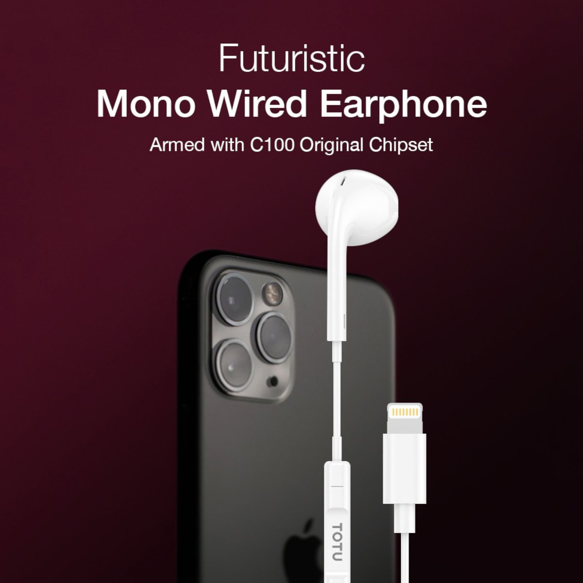 Totu Lightning Wired Mono Headphone (EAUA-022)