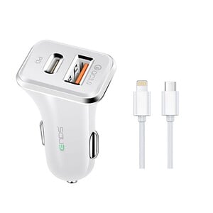 Iends Car Charger with Dual Ports (Type-C and USB)AD657, White