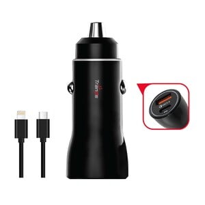 Trands 36W Car Charger (Type-C & Lightning Cable)AD663, Black