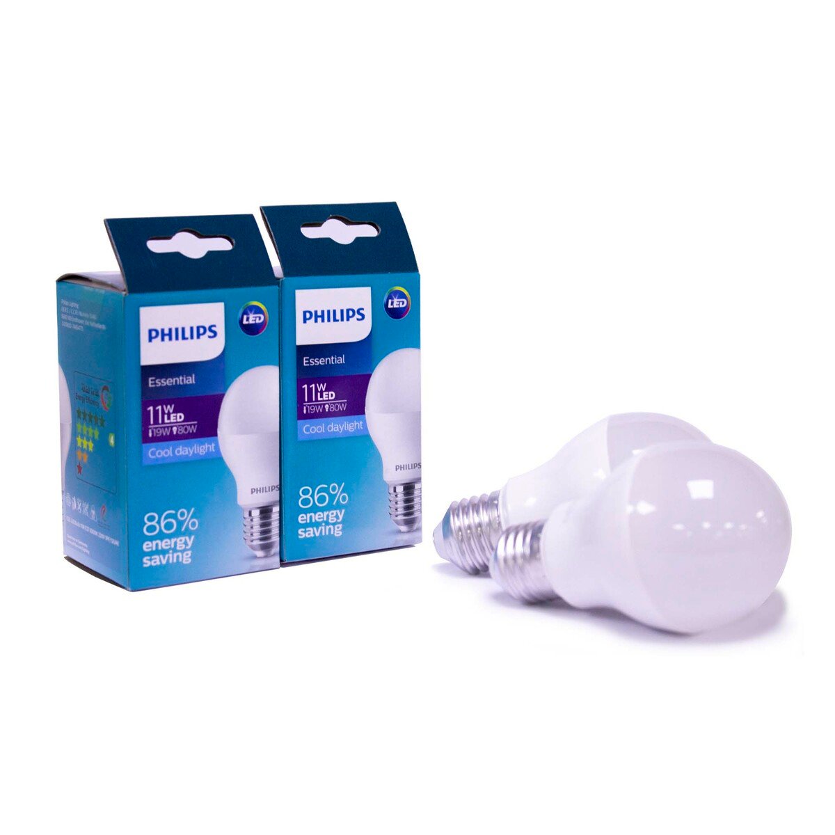 Buy Philips Essential LED Bulb 2pcs 11W E27 6500K Cool Day Light Online at Best Price | LED Bulb | Lulu UAE in UAE