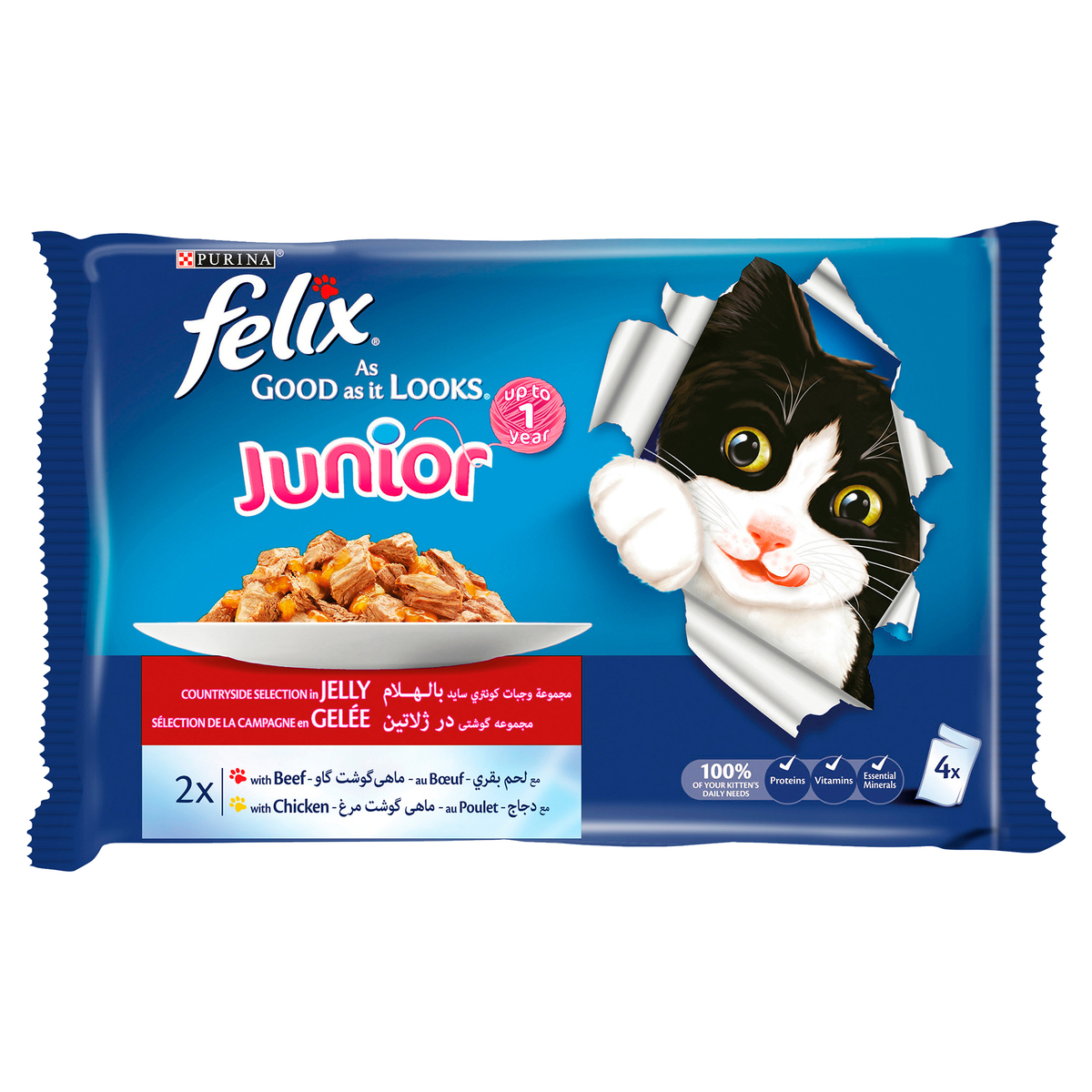 Felix As Good As It Looks Junior Countryside Selection in Jelly Wet Cat Food 4 x 100 g