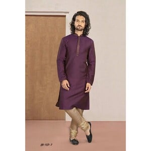 Men's Kurta Pyjama Set Purple SVKP-7, Extra Large