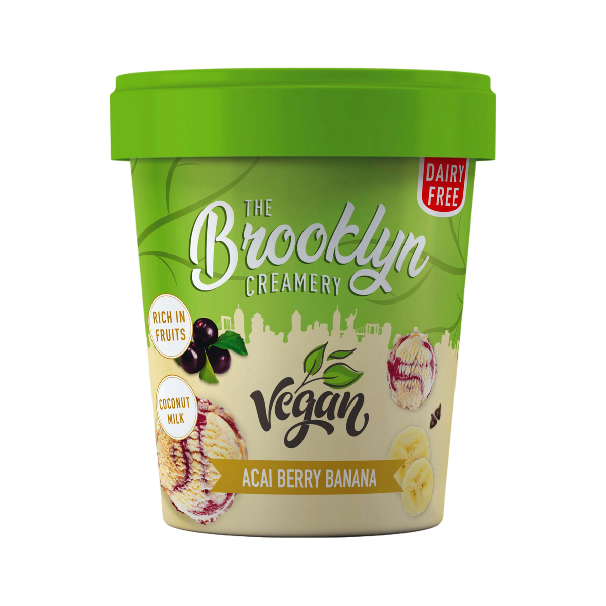 Buy The Brooklyn Creamery Vegan Acai Berry Banana Ice Cream 450 ml Online at Best Price | Ice Cream Take Home | Lulu KSA in Saudi Arabia