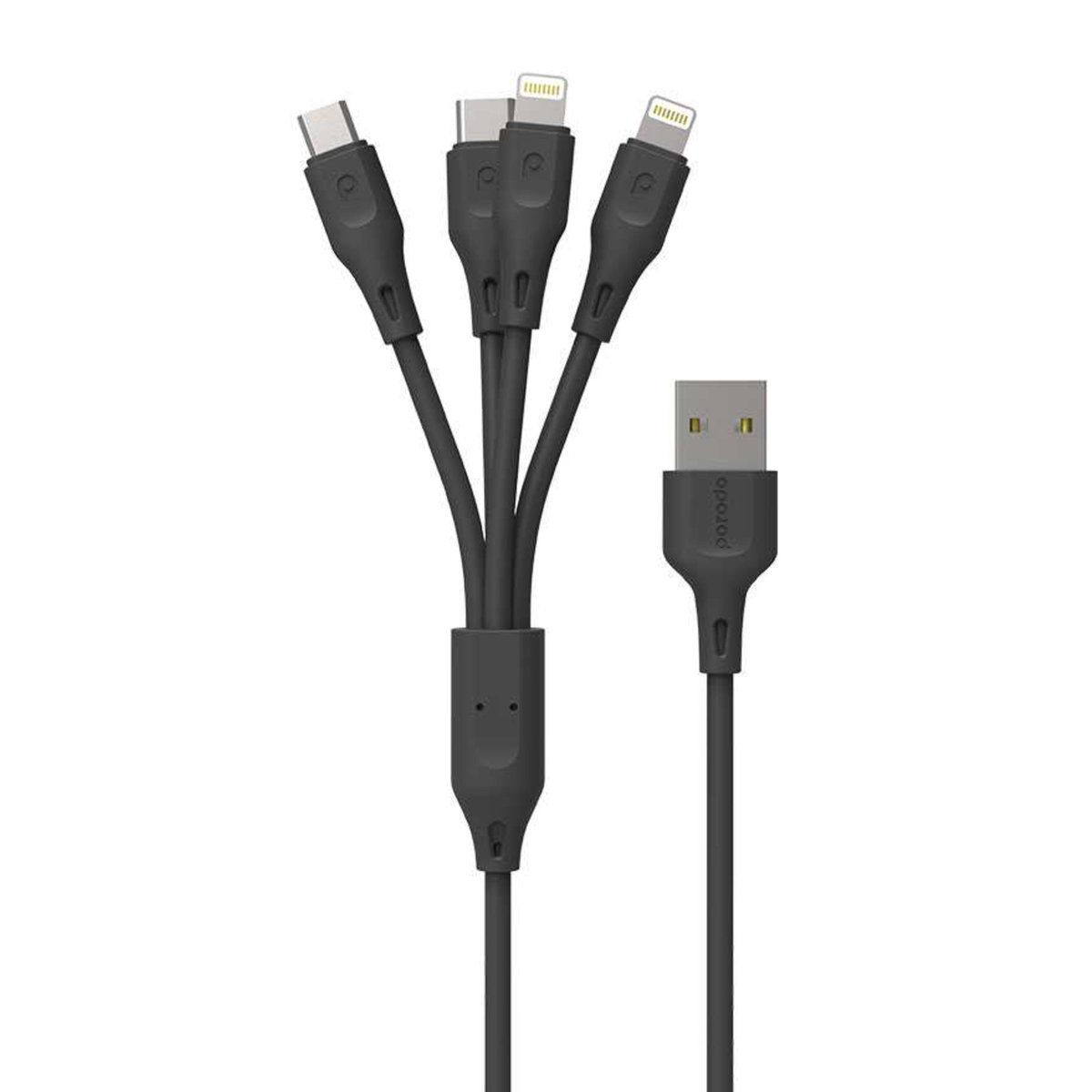 Porodo 3 in 1 Fast Charge Cable PD-41LLCM-BK Black