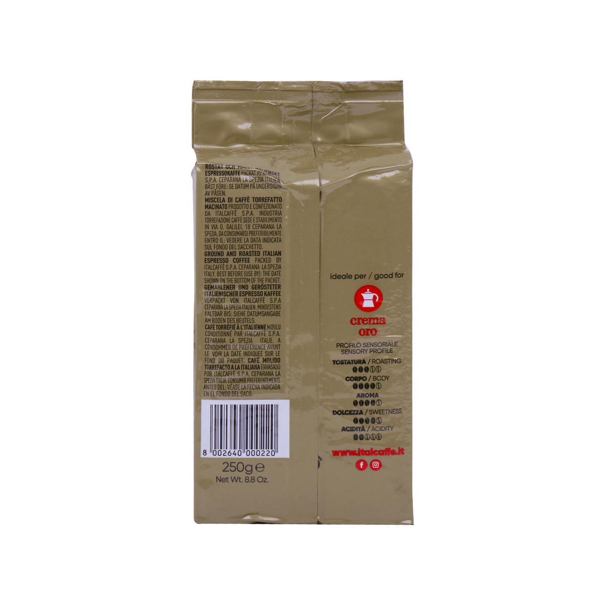 Italcaffe Crema Oro Ground Coffee 250g