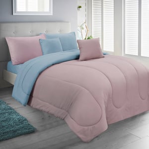 Maple Leaf Comforter Set 6pcs Set  260x275cm King Pink