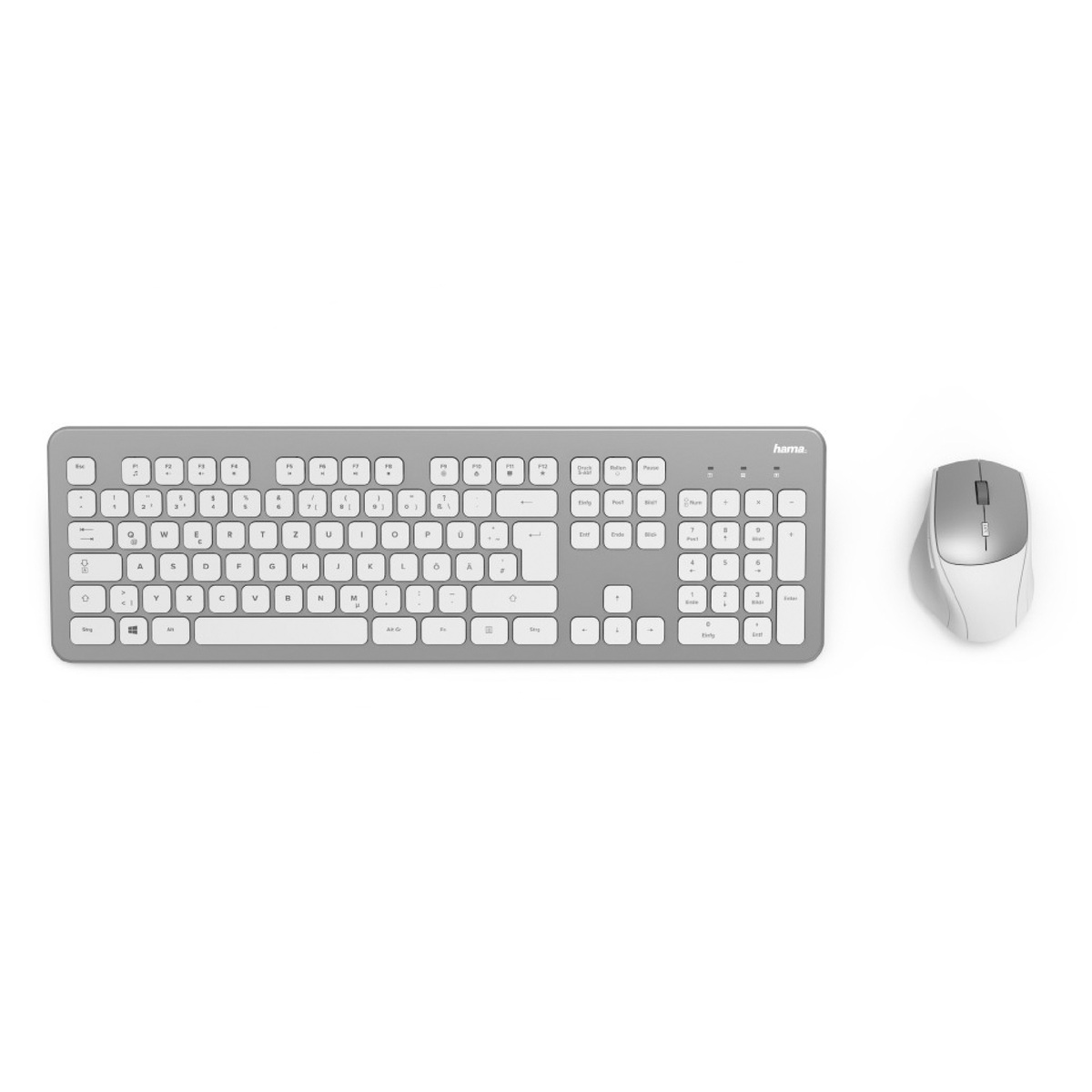 Hama Wireless Keyboard and Mouse Set, silver-white D3182676