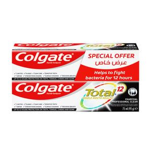 Colgate Total 12 Whole Mouth Health Toothpaste Charcoal 2 x 75ml